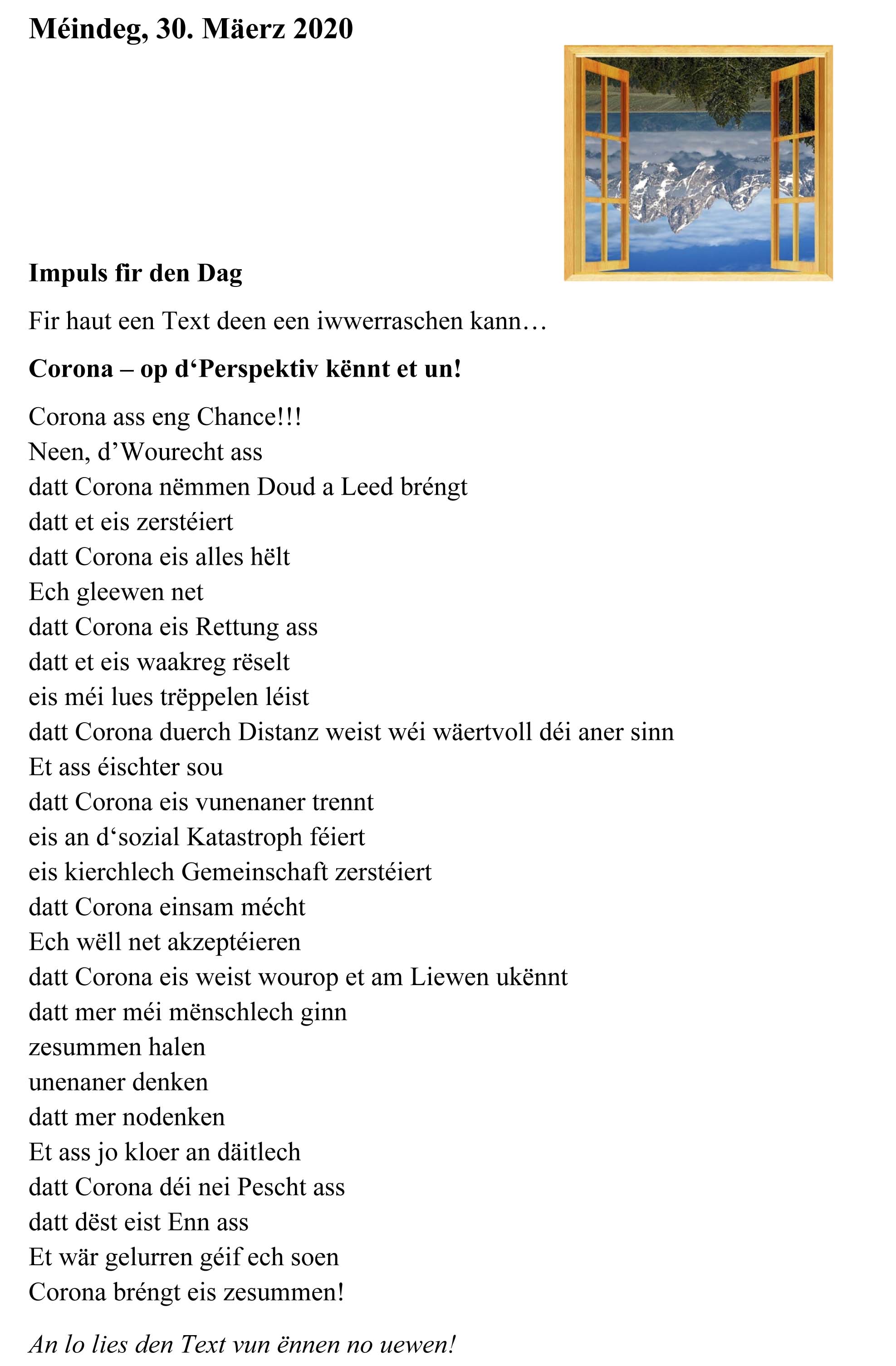 20200330 Gedanke fir den Dag 1